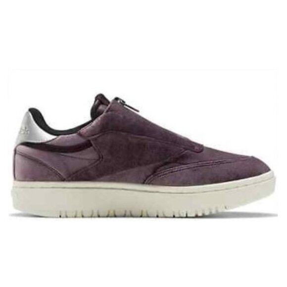 NWT! Reebok Club C Double Zip Purple Velvet Platform Sneakers - 8 - Picture 2 of 10